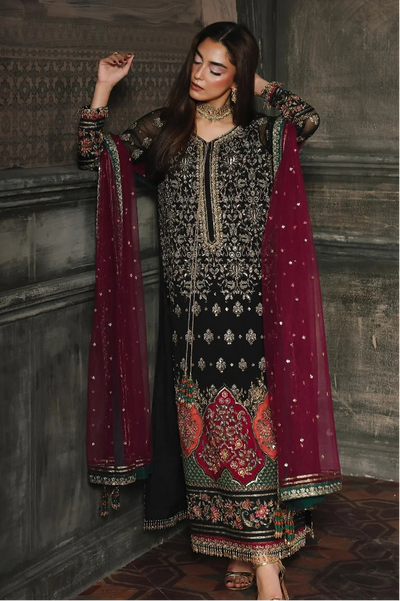 03-Piece Chiffon Suit With Embroidery - Ready To Wear