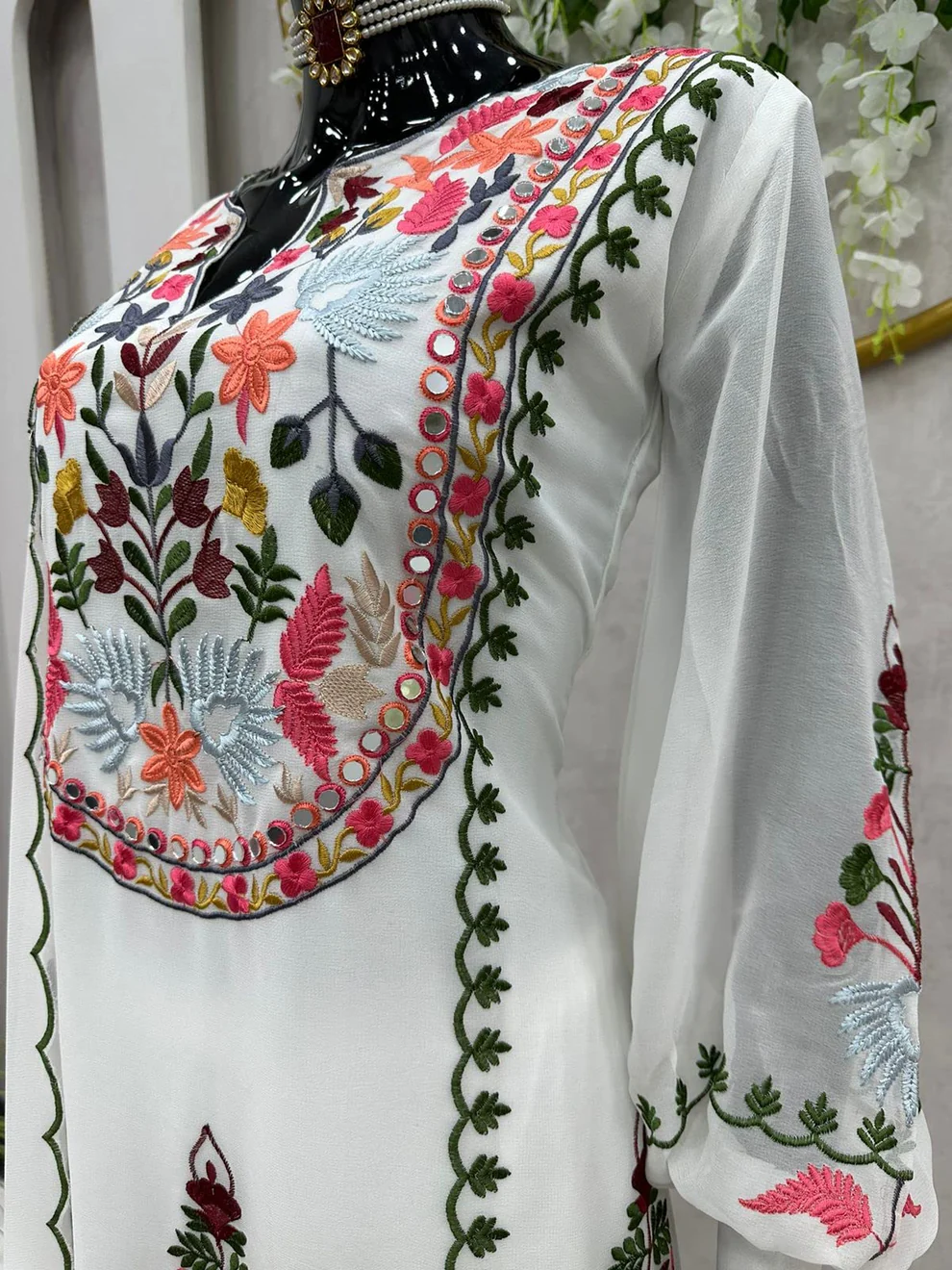 3 Piece Stitched Embroidered Lawn Frock - Ready To Wear