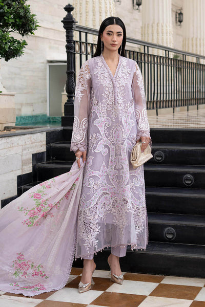Soft Purple - Embroidered Lawn Suit With Printed Silk Dupatta | Ready To Wear