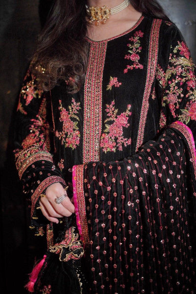 3 Piece Stitched Velvet Suit - Ready To Wear