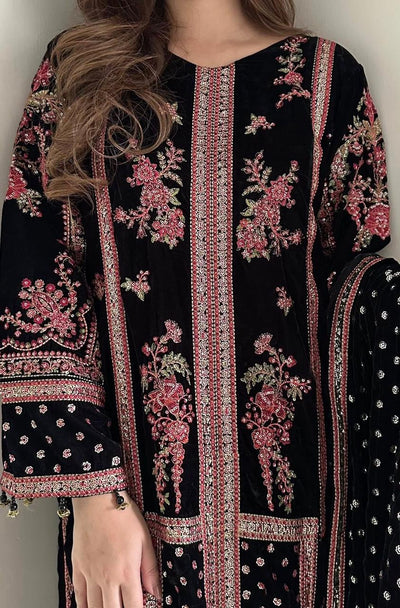 3 Piece Stitched Velvet Luxury Suit - Ready To Wear