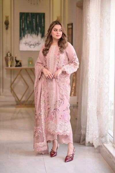 Blush Pink - 3 Piece Embroidered Lawn Suit | Ready To Wear