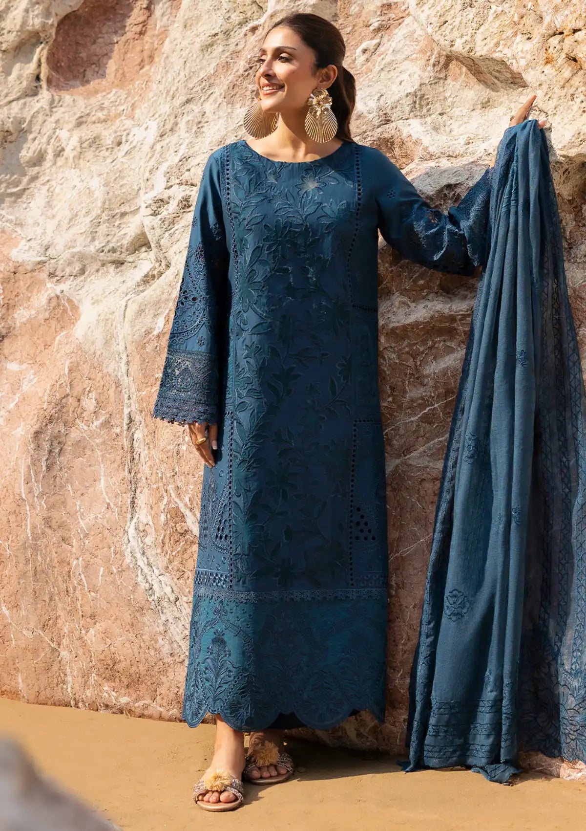 03-Piece Lawn Suit With Embroidery - Ready To Wear