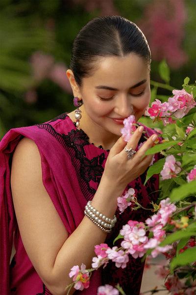 Shocking Pink - Embroidered Lawn Suit With Net Dupatta | Ready To Wear