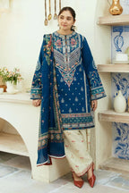 Peacock Blue Elegance - 3 Piece Embroidered Lawn Suit | Ready To Wear
