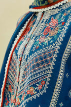 Peacock Blue Elegance - 3 Piece Embroidered Lawn Suit | Ready To Wear
