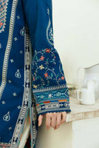 Peacock Blue Elegance - 3 Piece Embroidered Lawn Suit | Ready To Wear