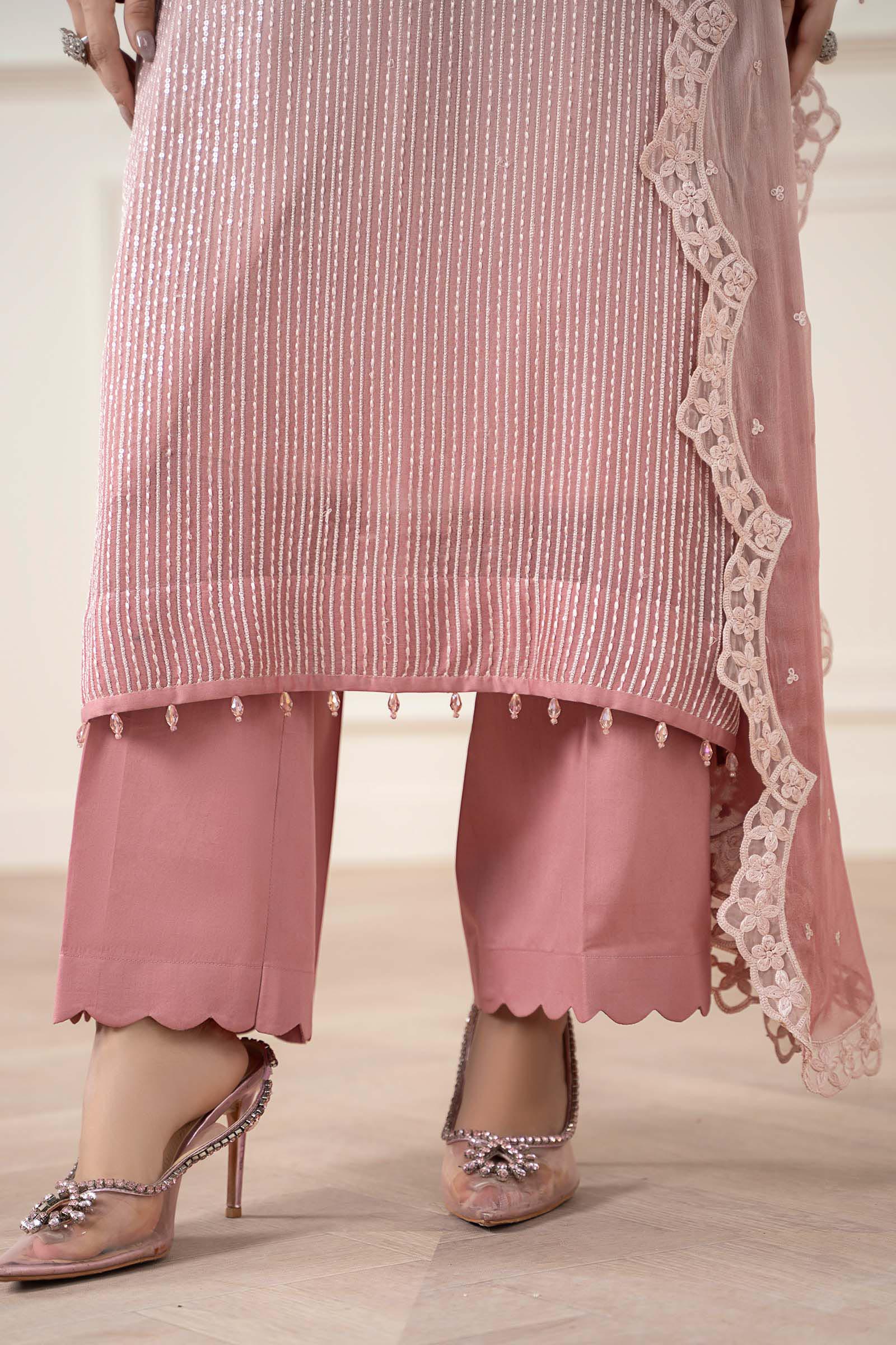 3 Piece Stitched Chiffon Embroidery Suit - Ready To Wear
