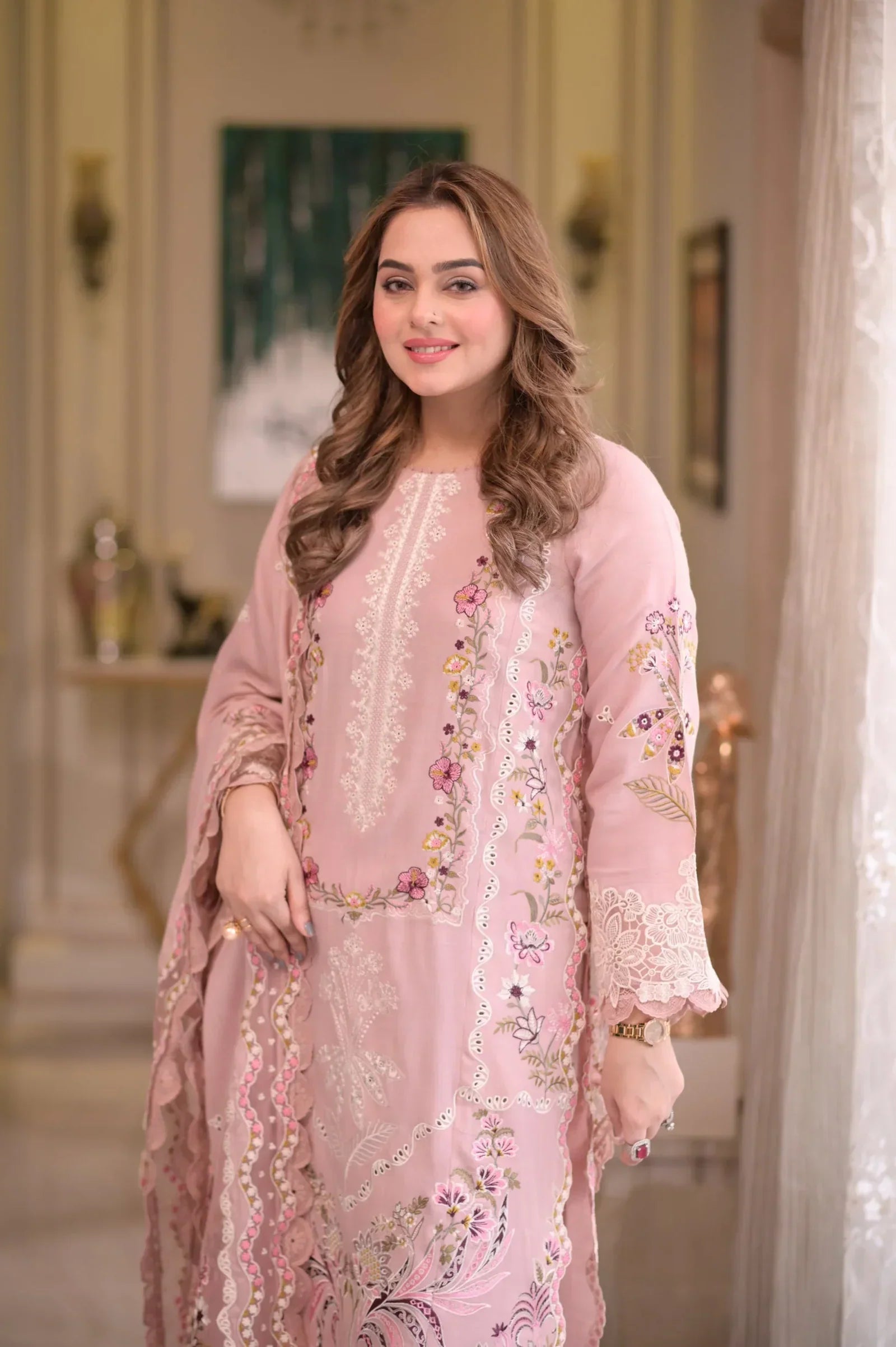Blush Pink - 3 Piece Embroidered Lawn Suit | Ready To Wear