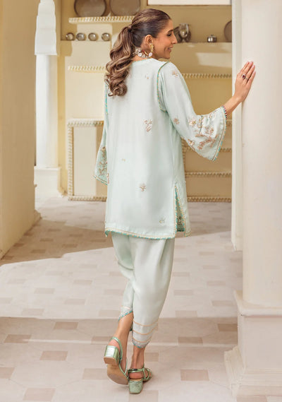 The Teal Lagoon: Silk Embroidered Long Kaftan Kurta | Ready To Wear