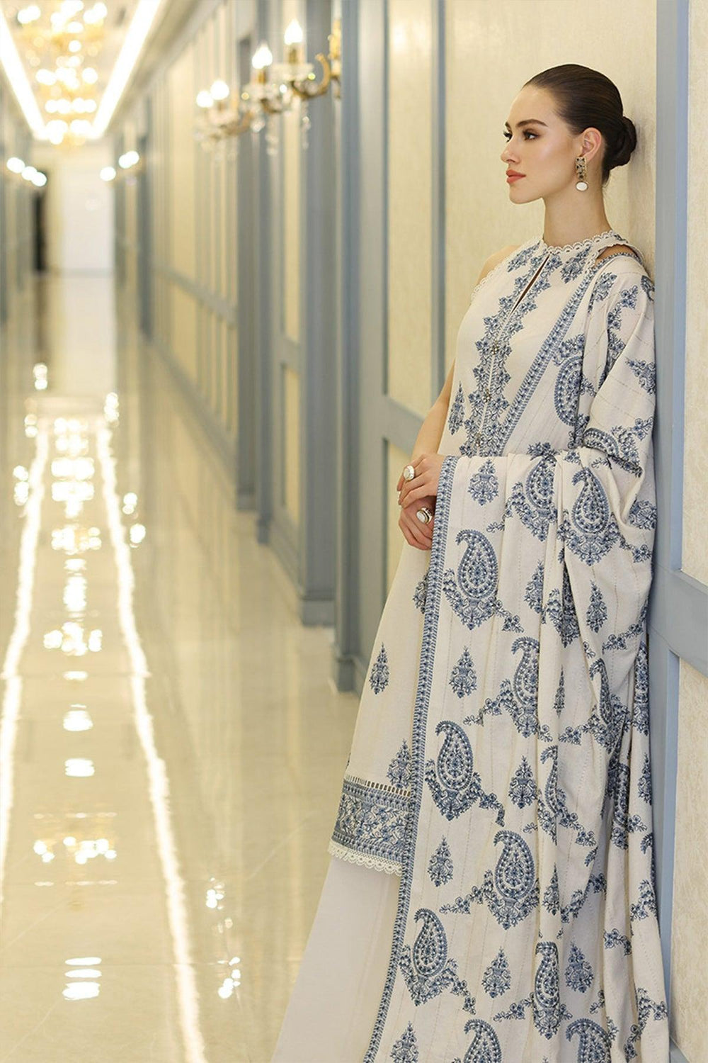 3 Piece Stitched Dhanak Suit - Ready To Wear